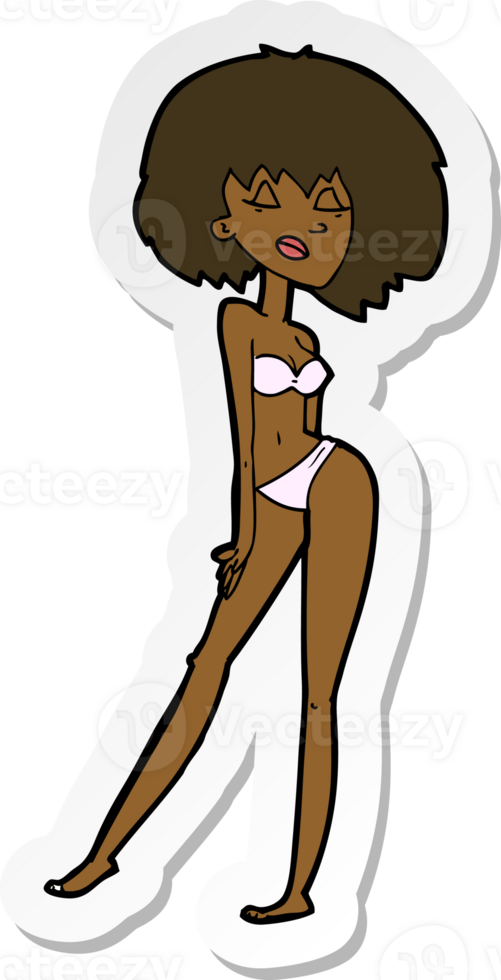 sticker of a cartoon woman in bikini png