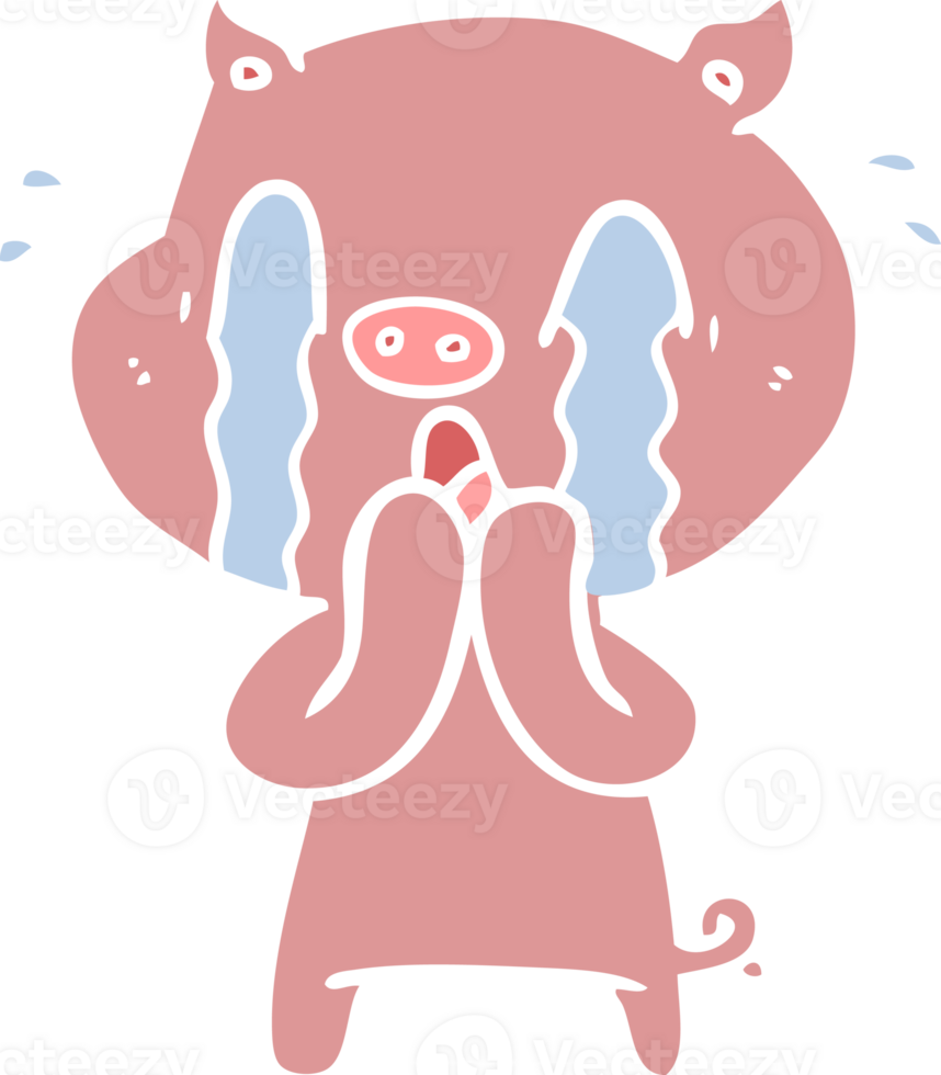 crying pig flat color style cartoon png