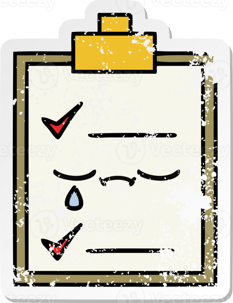 distressed sticker of a cute cartoon check list png