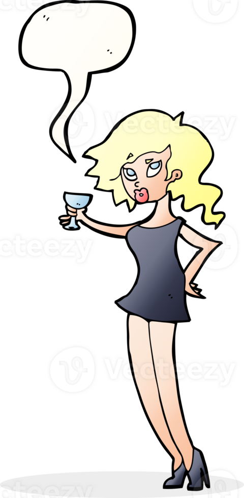cartoon woman at party with speech bubble png