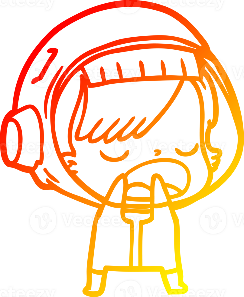 warm gradient line drawing of a cartoon astronaut woman explaining png