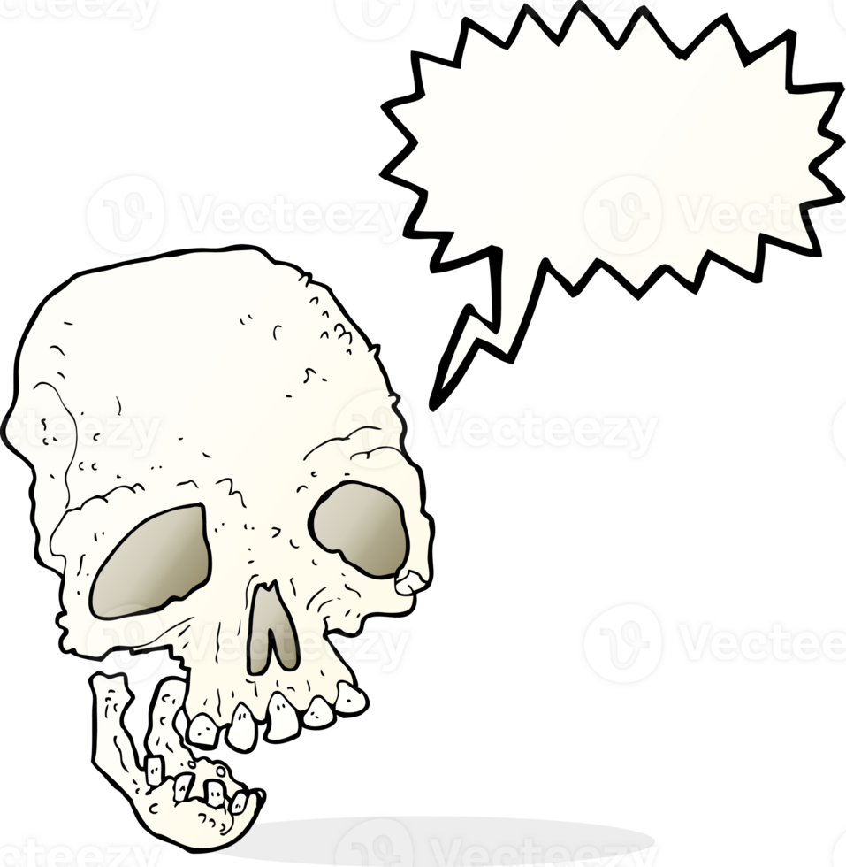 cartoon ancient spooky skull with speech bubble png