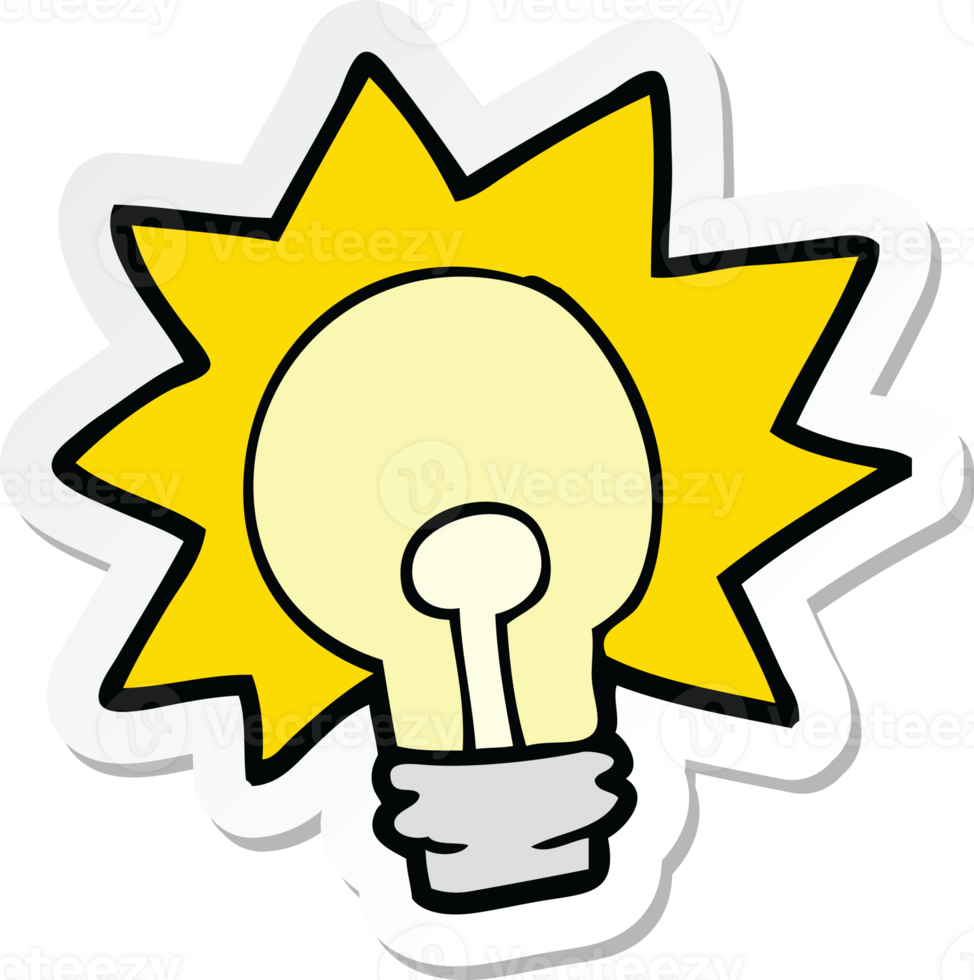 sticker of a cartoon shining light bulb png