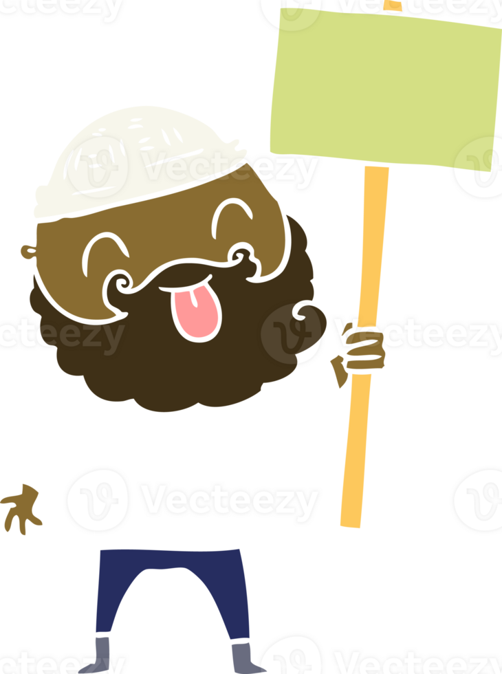 bearded protester flat color style cartoon png