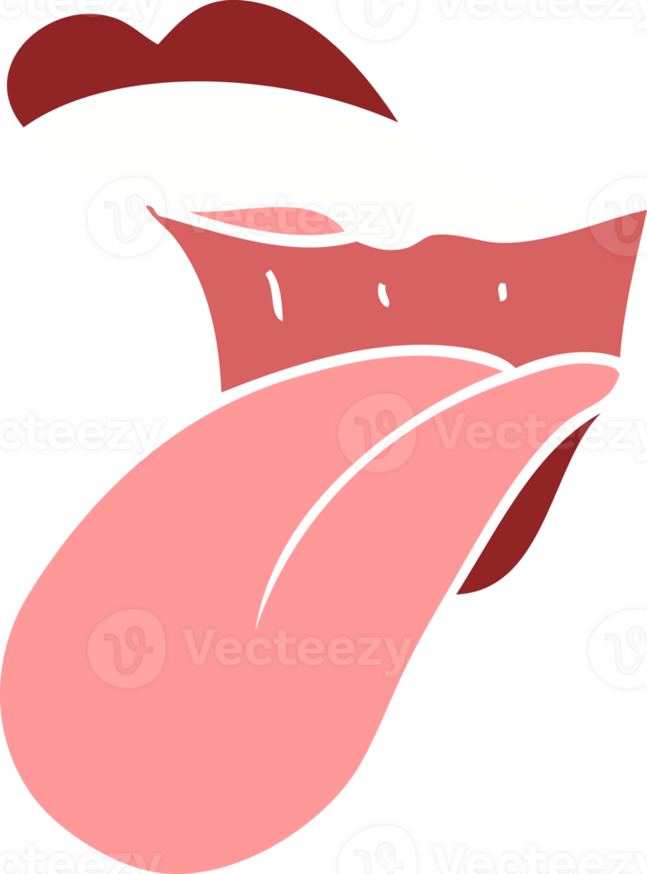 flat color illustration of mouth sticking out tongue png
