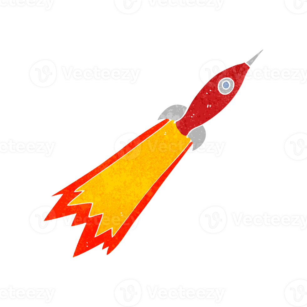 drawn retro cartoon rocket png