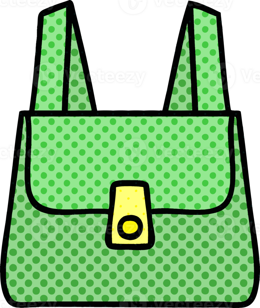 komisk bok stil tecknad serie av en grön väska png