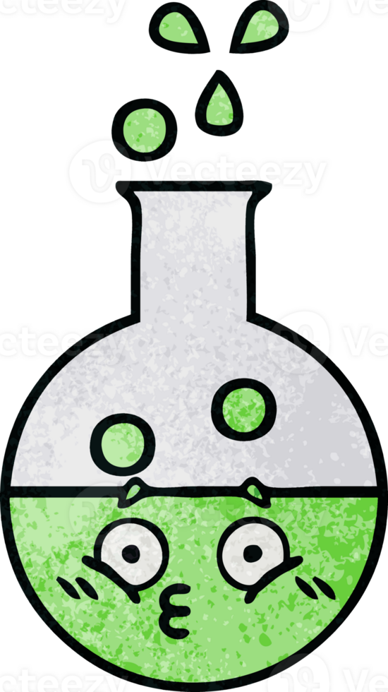 retro grunge texture cartoon of a test tube png
