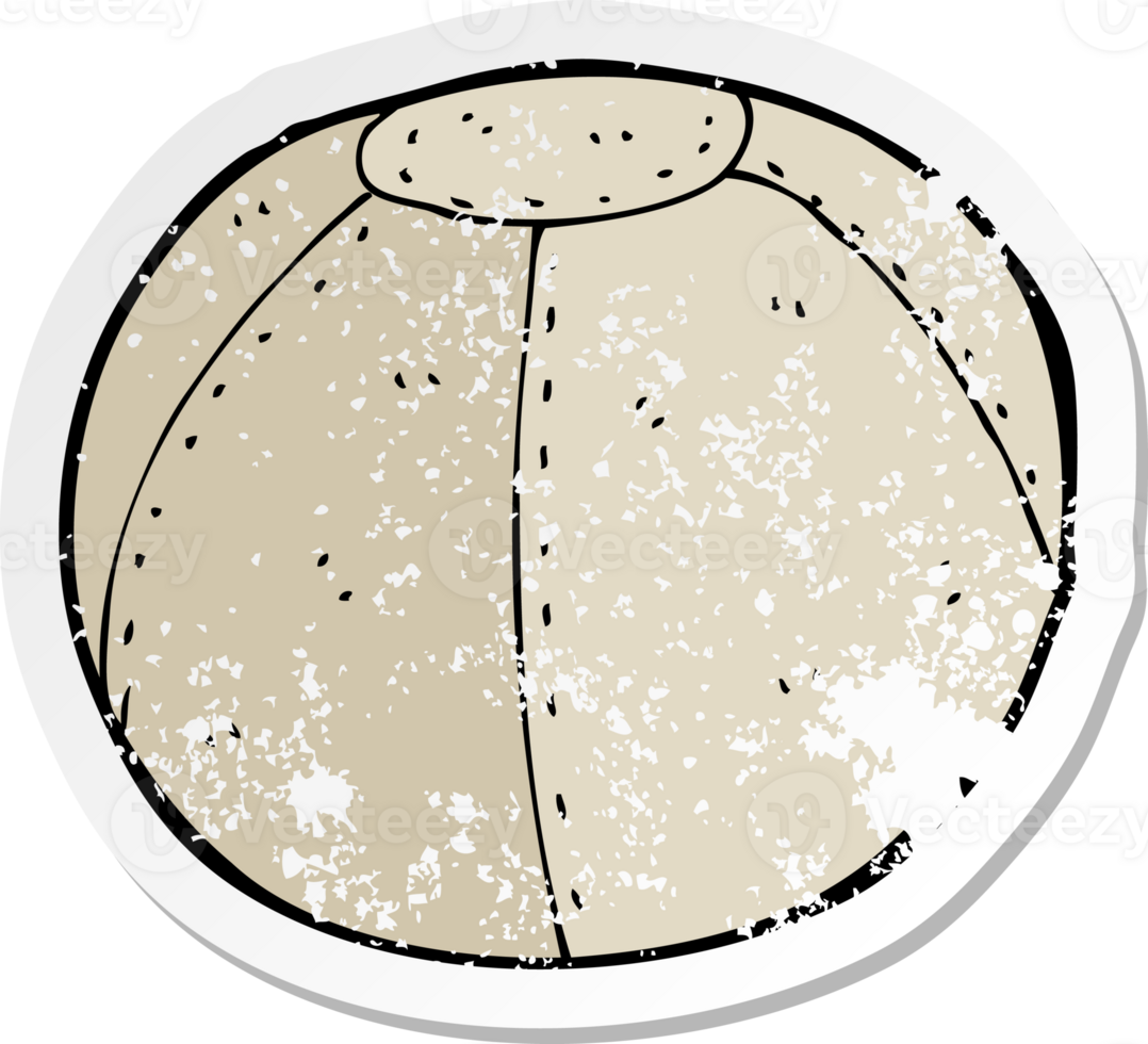 retro distressed sticker of a cartoon old stitched football png