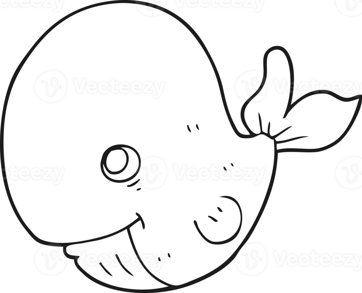 drawn black and white cartoon happy whale png