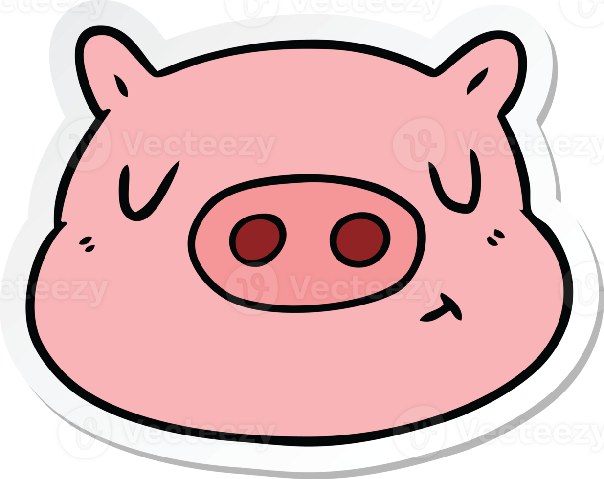 sticker of a cartoon pig face png