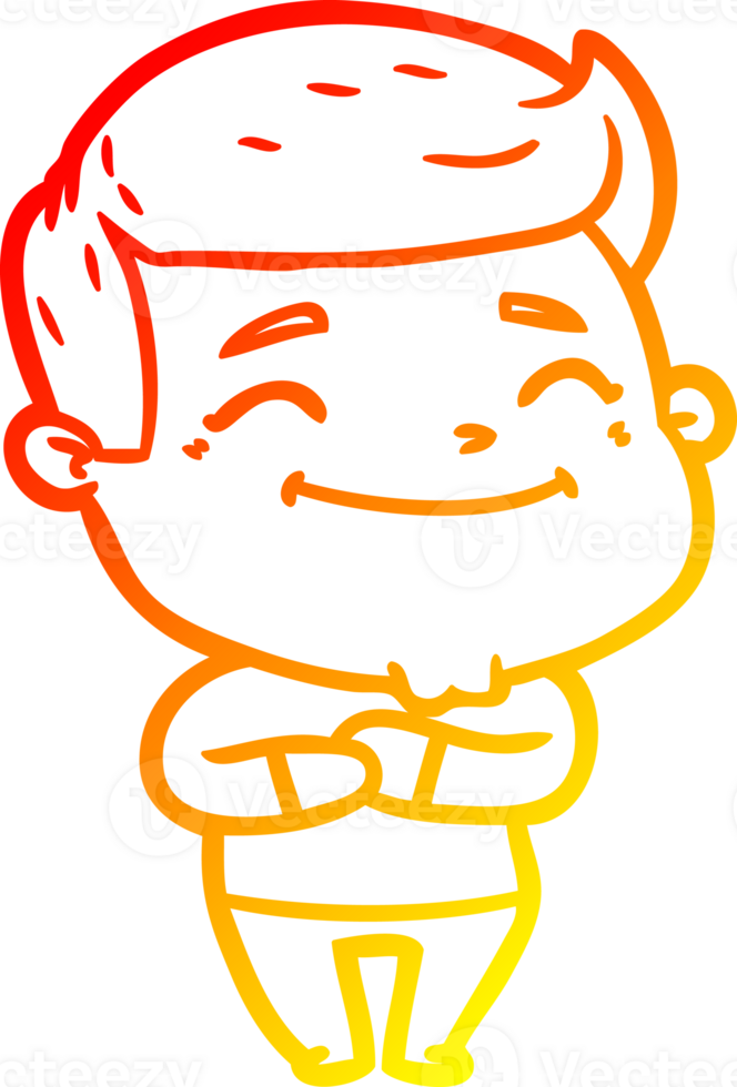 warm gradient line drawing of a happy cartoon man png