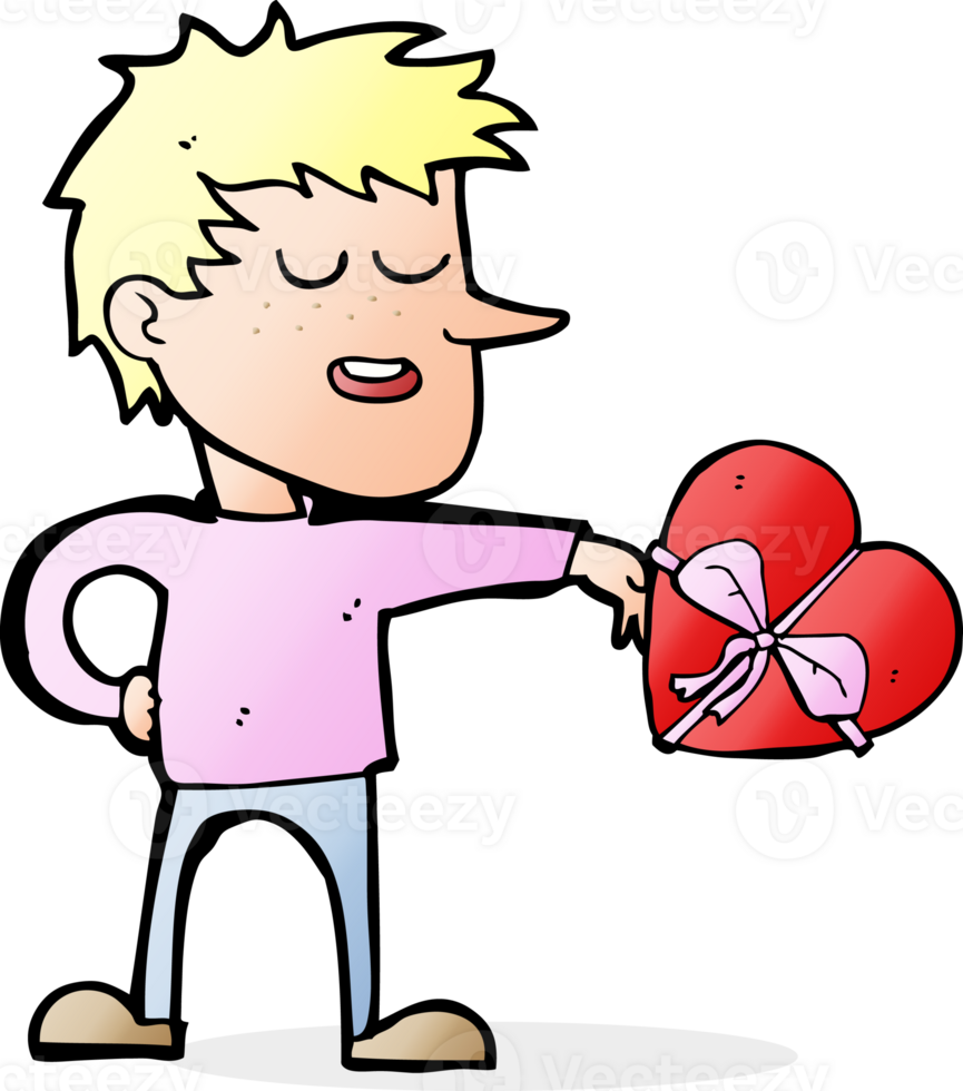 cartoon man with valentine gift png