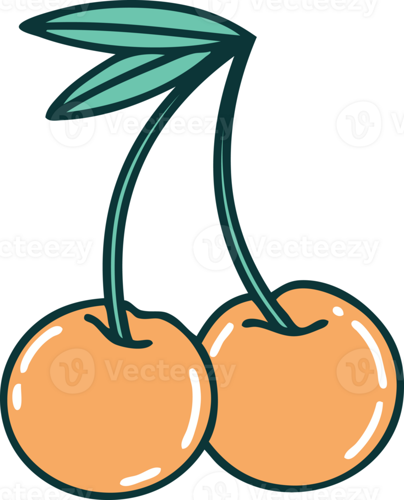 iconic tattoo style image of cherries png