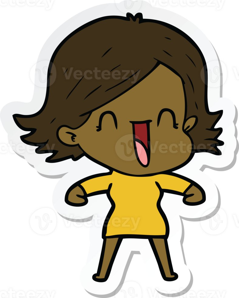 sticker of a cartoon happy woman png