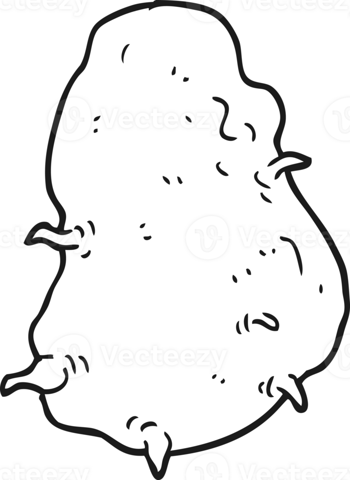 drawn black and white cartoon potato png