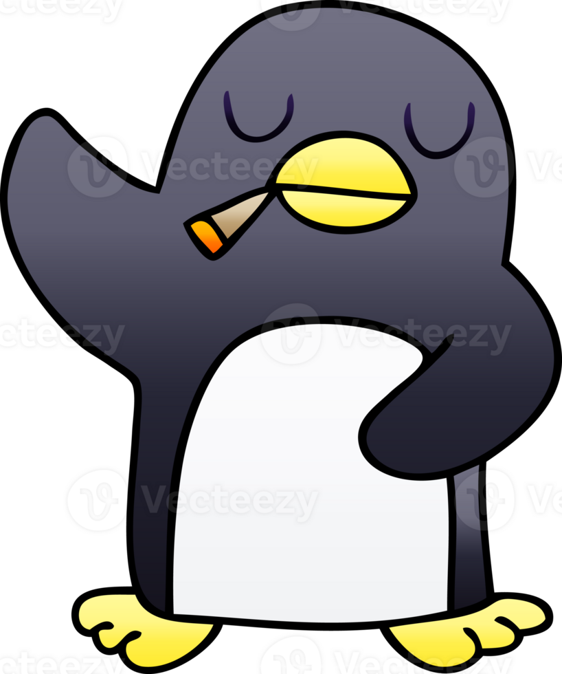 gradient shaded quirky cartoon penguin png