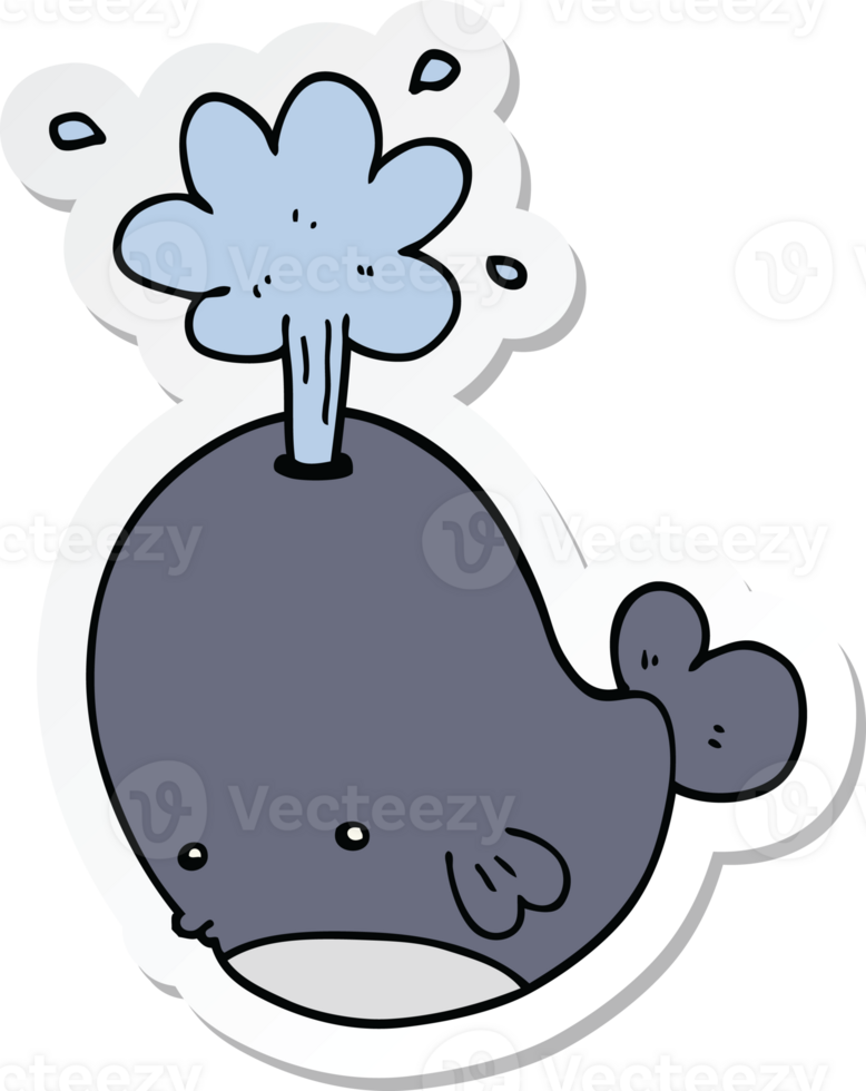 sticker of a cartoon spouting whale png