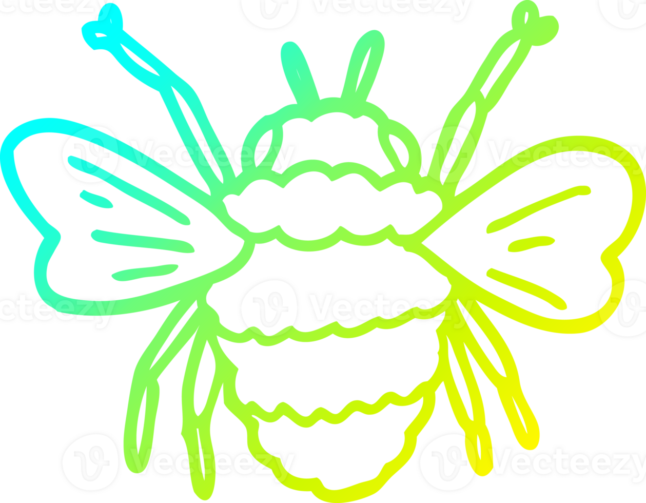 cold gradient line drawing of a cartoon bumble bee png