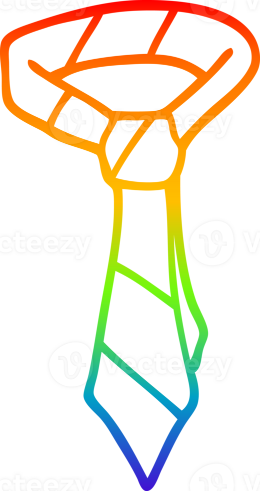 rainbow gradient line drawing of a cartoon tie png