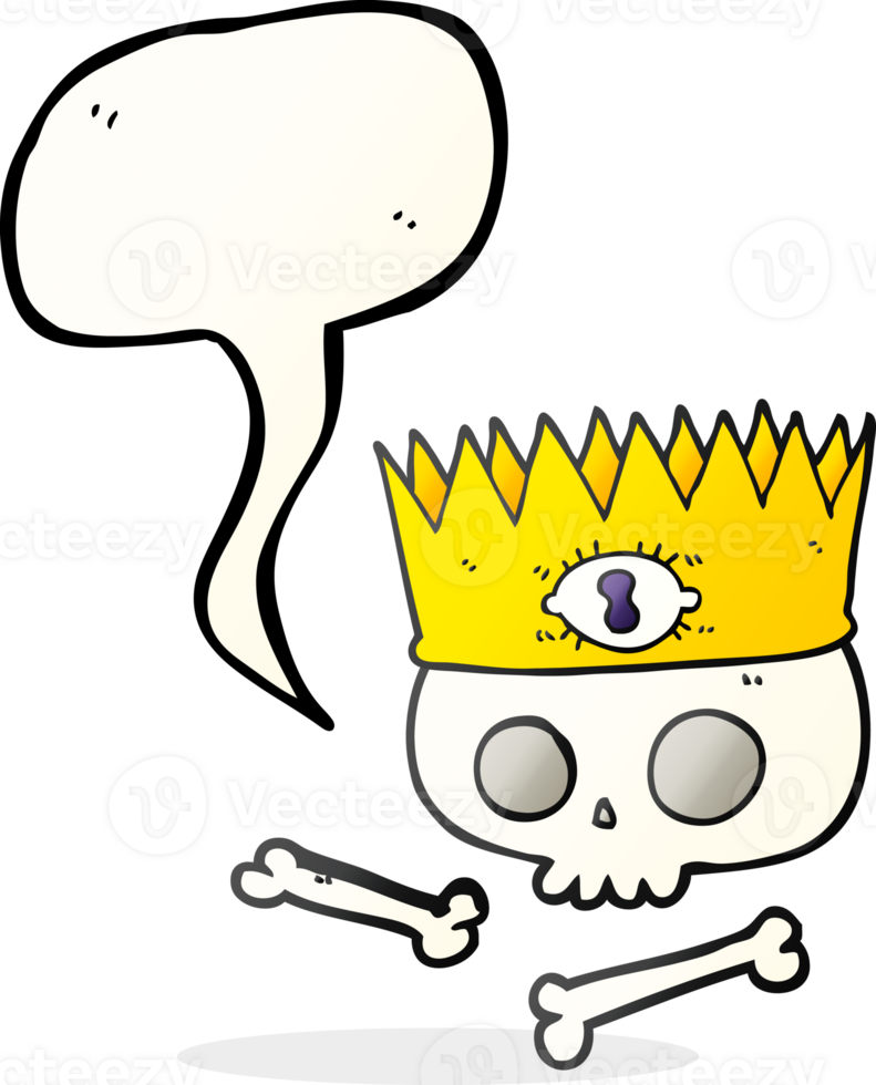 drawn speech bubble cartoon magic crown on old skull png