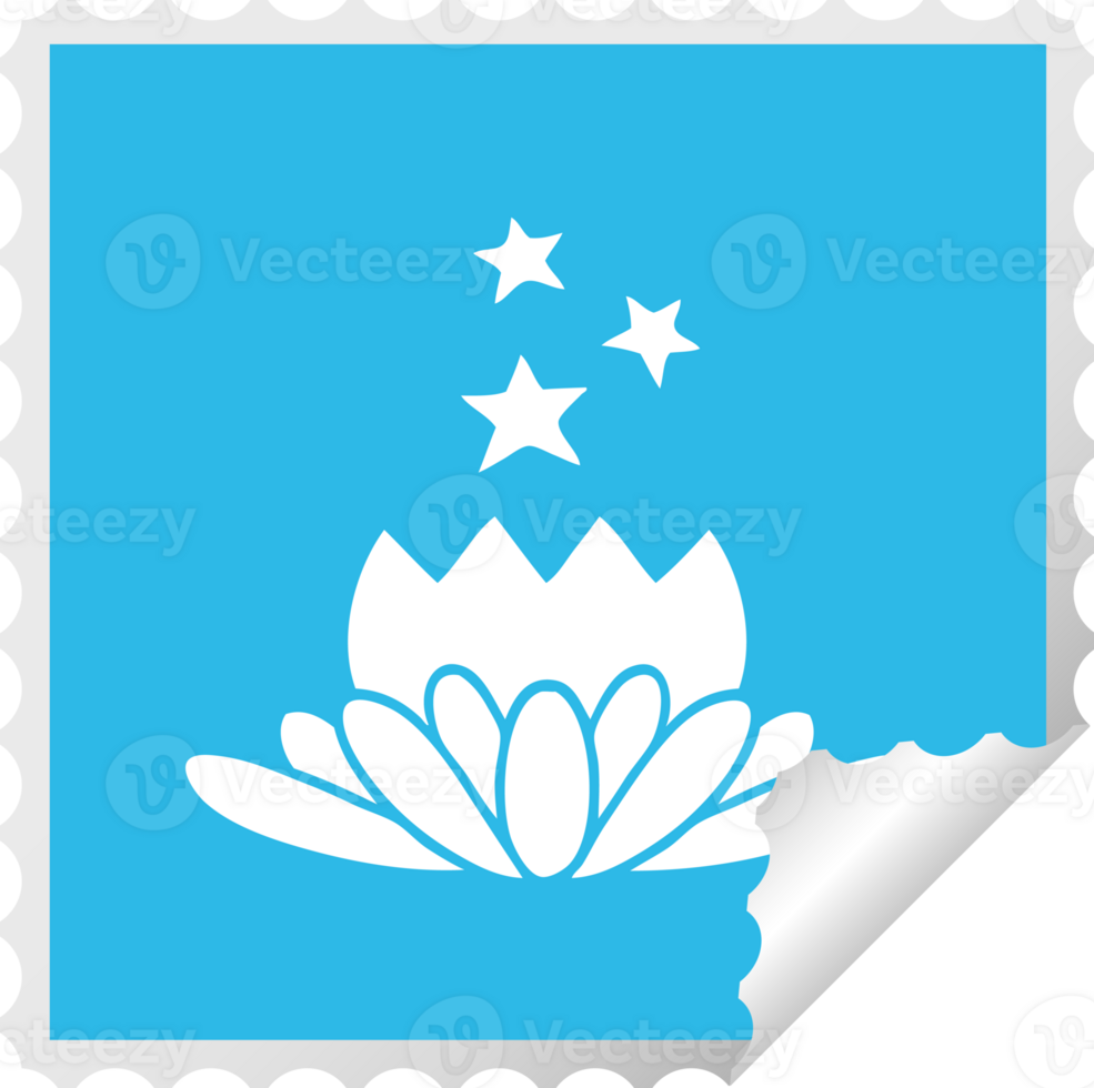 square peeling sticker cartoon of a flower png