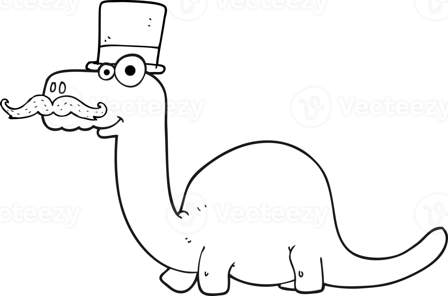 drawn black and white cartoon posh dinosaur png