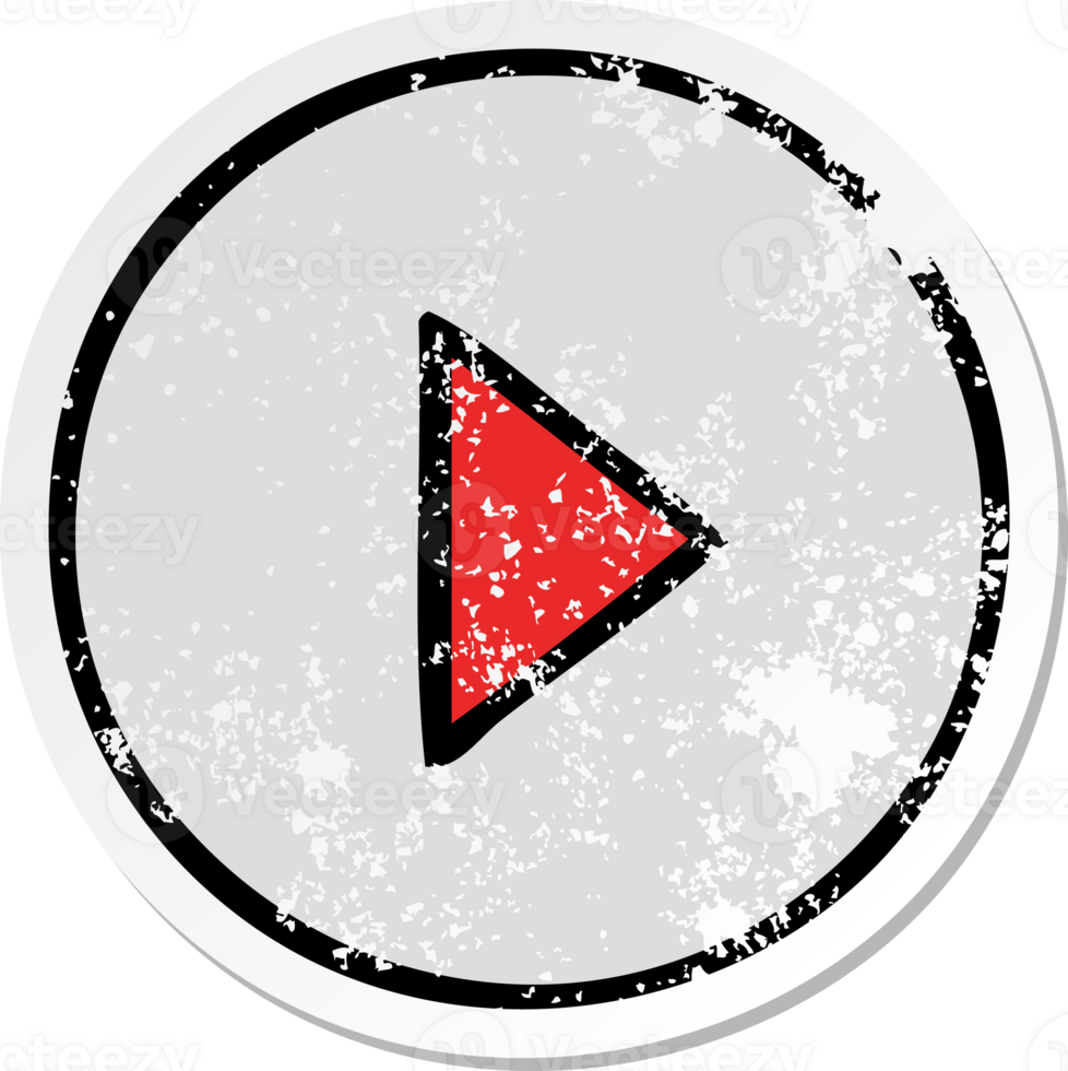 distressed sticker of a cute cartoon play button png