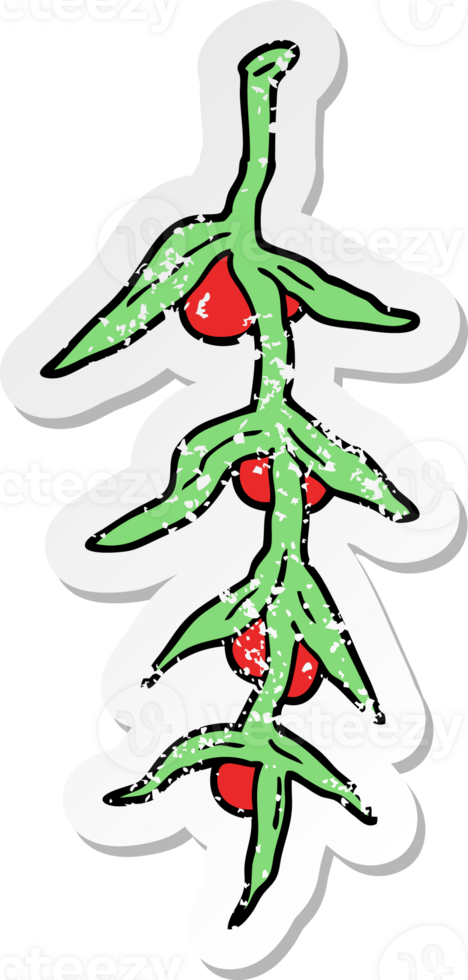 distressed sticker of a cartoon plant png
