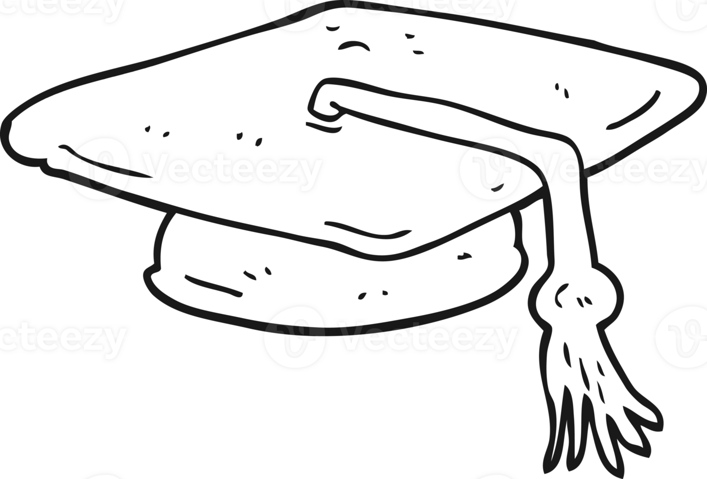drawn black and white cartoon graduation cap png
