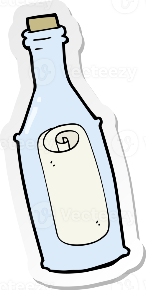 sticker of a cartoon message in bottle png