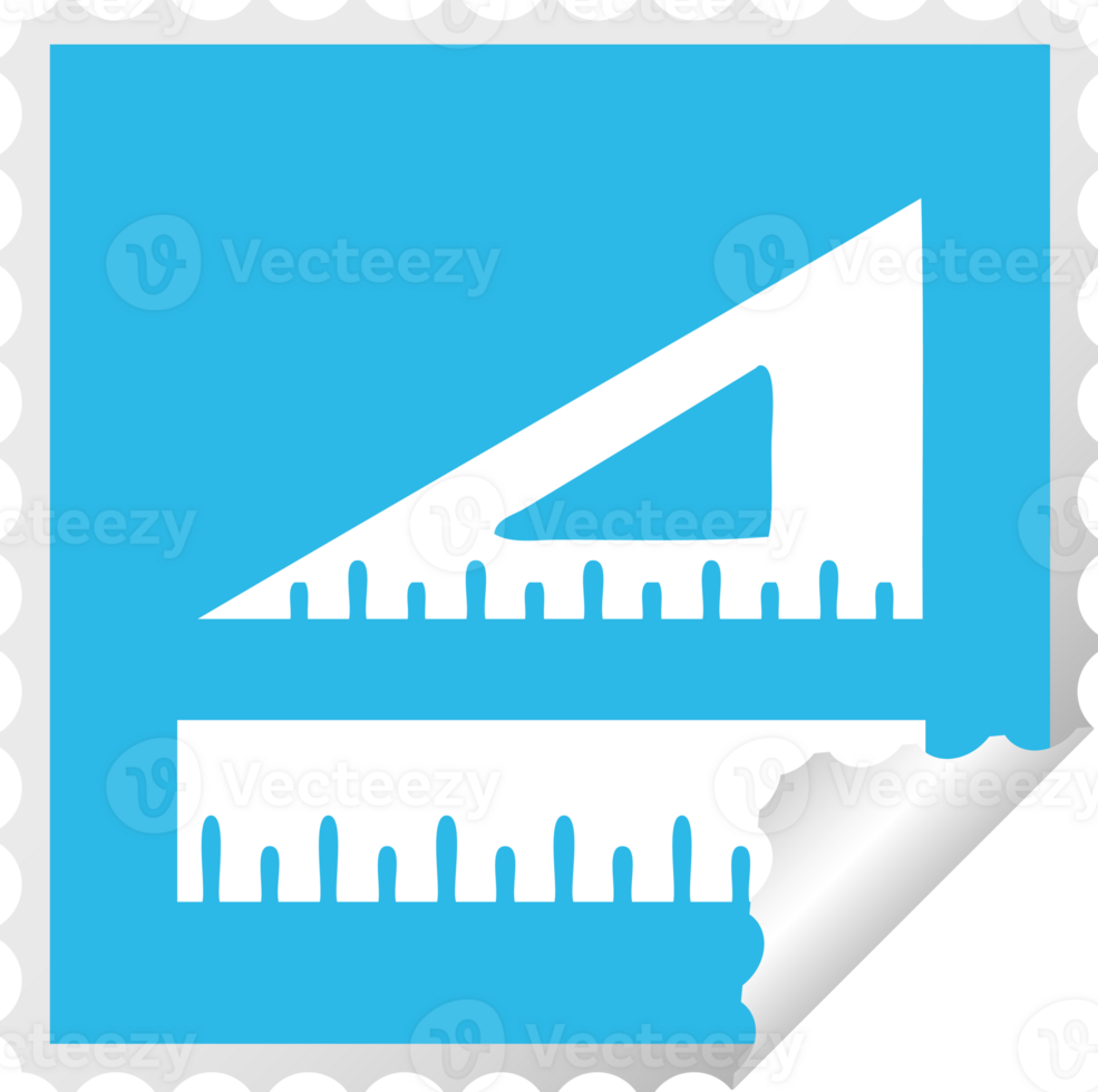 square peeling sticker cartoon of a maths set png