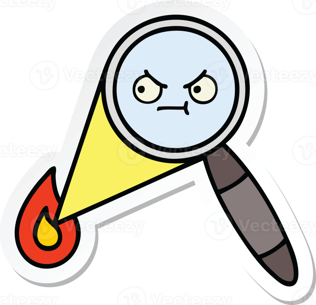 sticker of a cute cartoon magnifying glass png