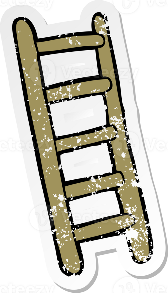 distressed sticker of a cartoon ladder png