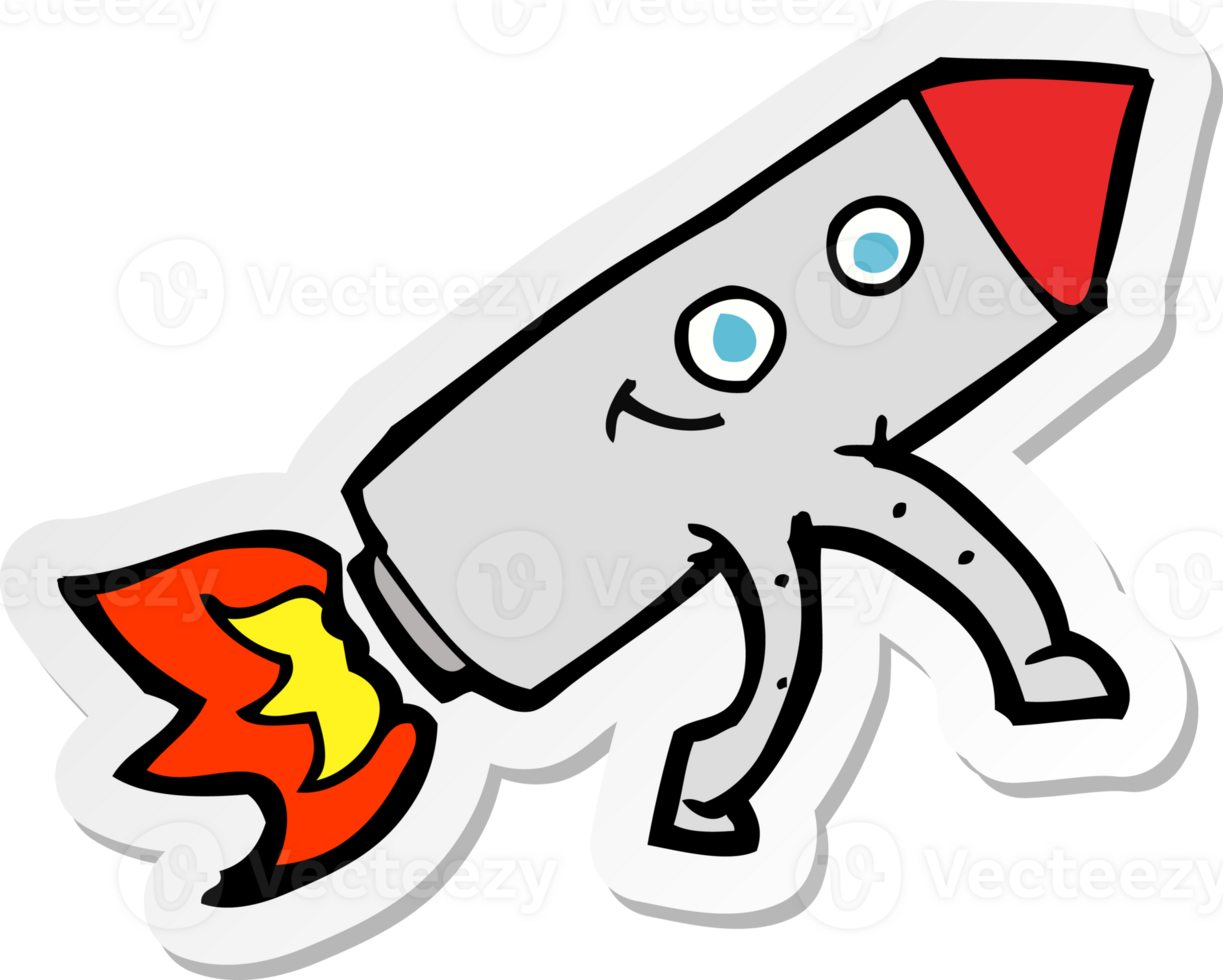 sticker of a cartoon happy rocket png