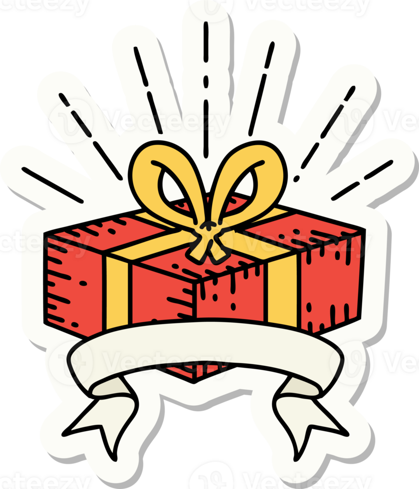 sticker of a tattoo style christmas present png