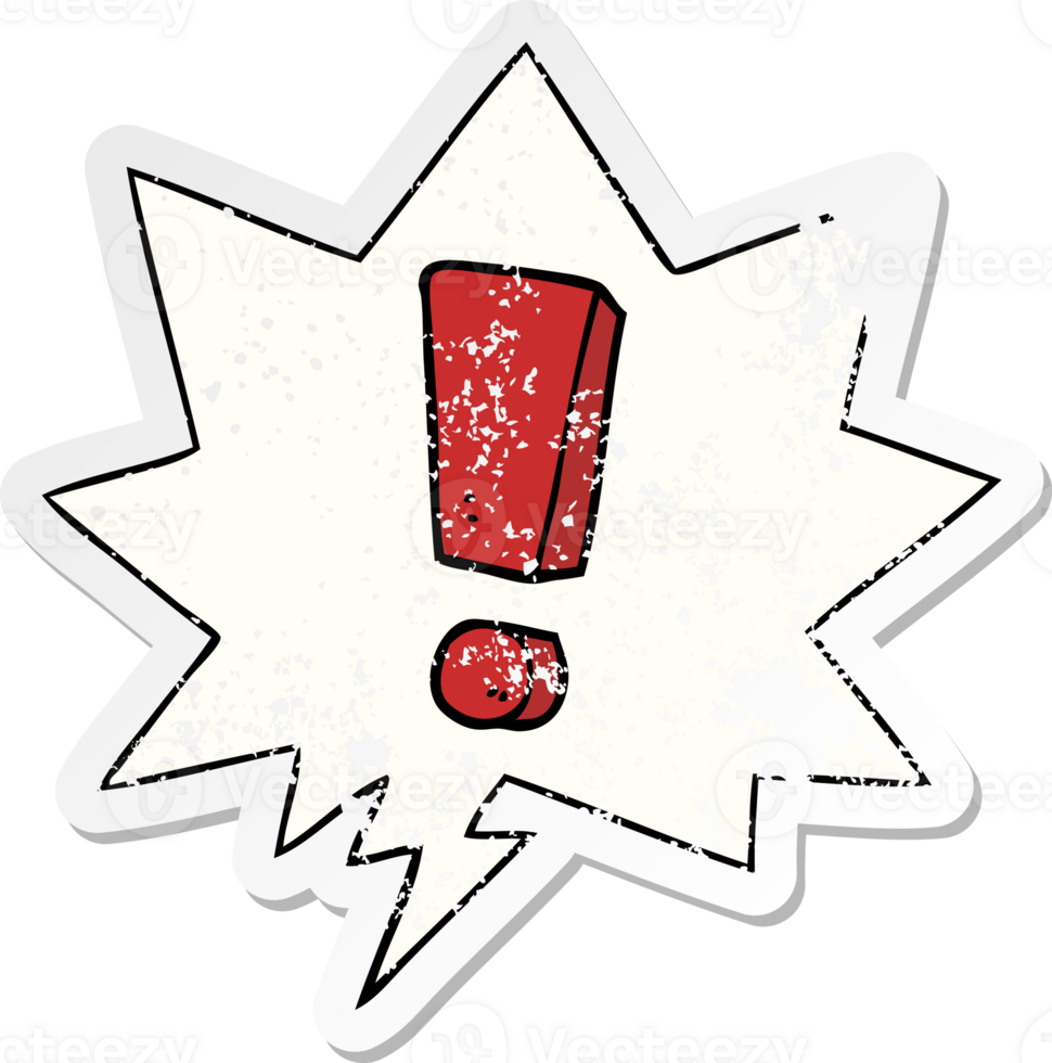 cartoon exclamation mark with speech bubble distressed distressed old sticker png