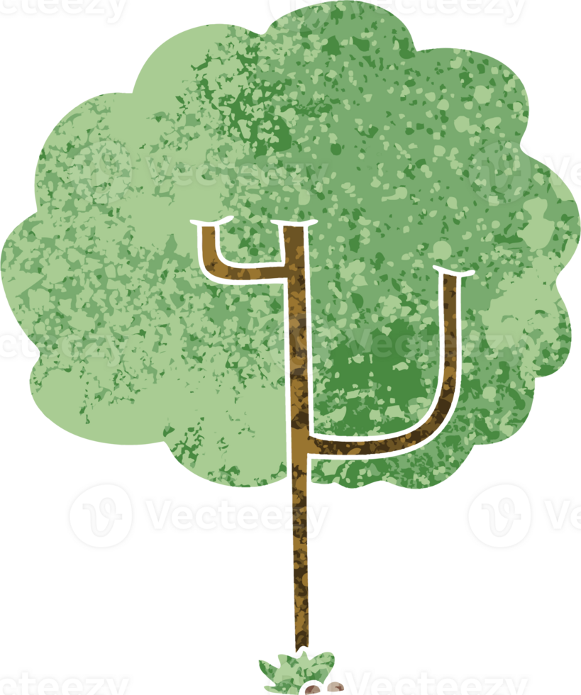 retro illustration style quirky cartoon tree png