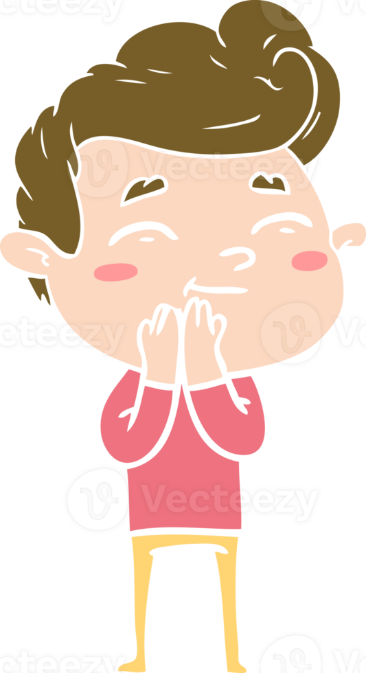 happy flat color style cartoon man png