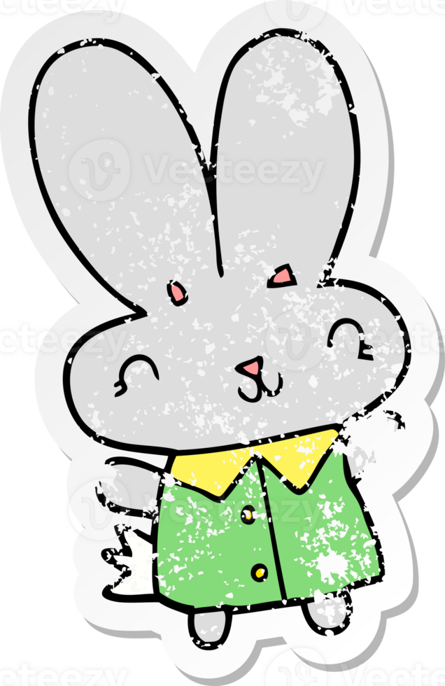 distressed sticker of a cute cartoon tiny rabbit png