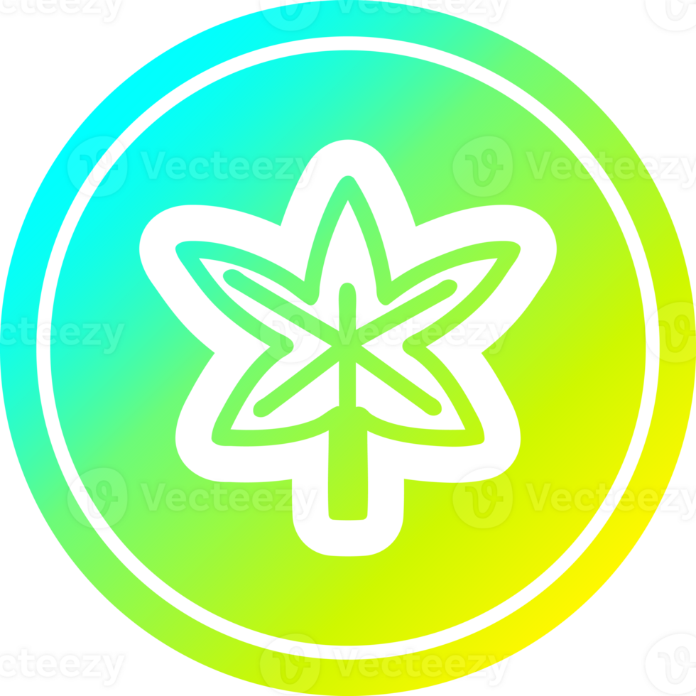 marijuana leaf circular icon with cool gradient finish png