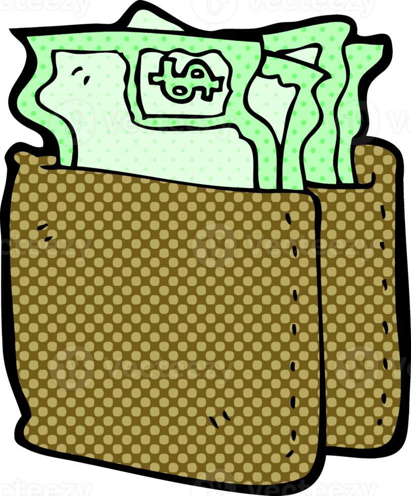 cartoon wallet full of cash png