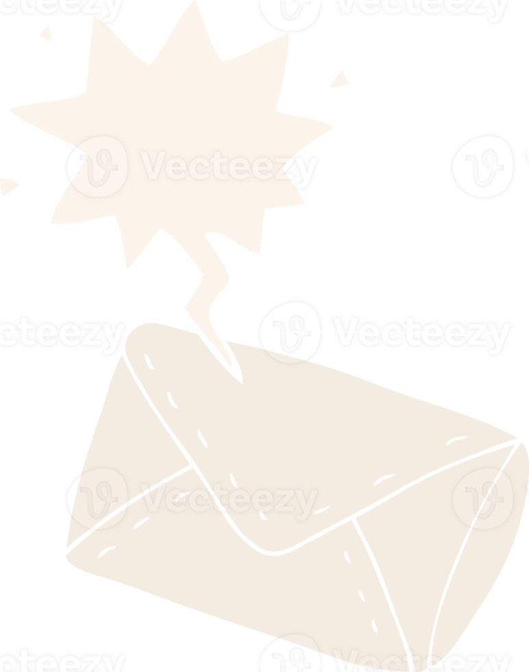 cartoon envelope with speech bubble in retro style png
