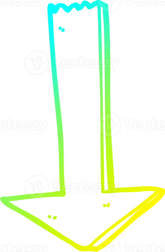 cold gradient line drawing of a cartoon pointing arrow png