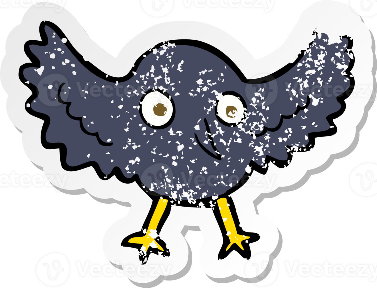retro distressed sticker of a cartoon crow png