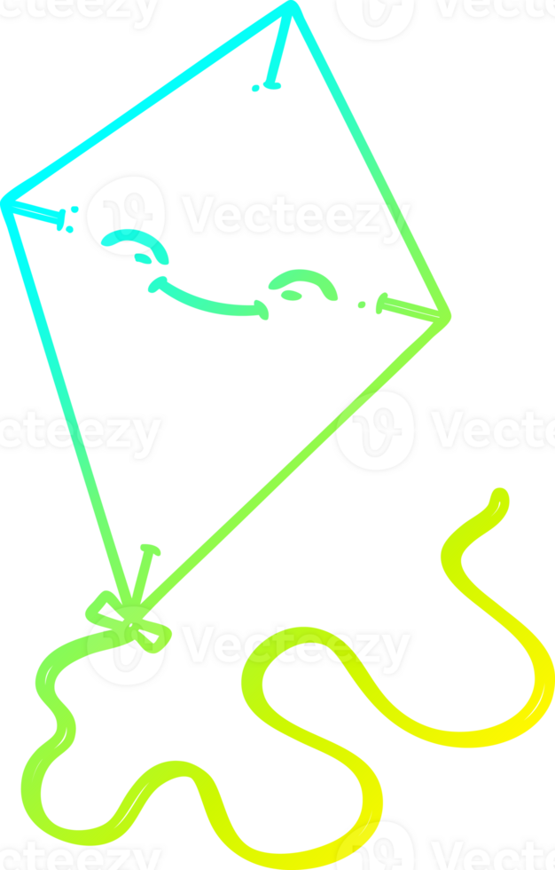 cold gradient line drawing of a cartoon kite png