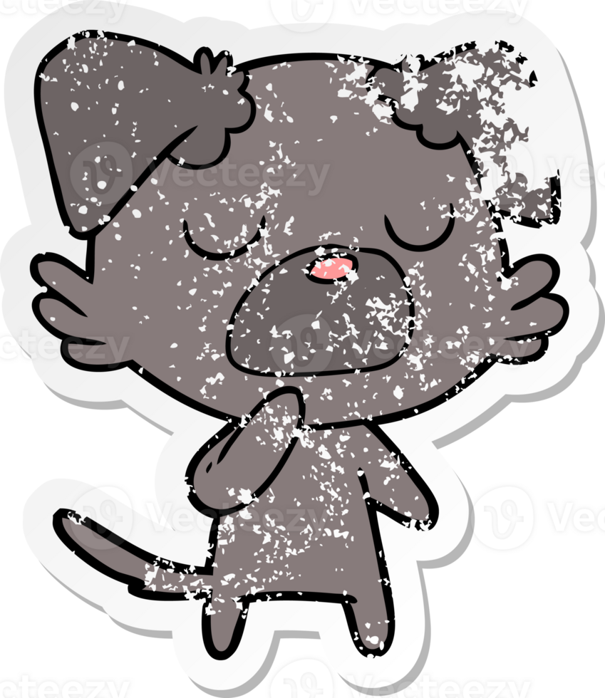 distressed sticker of a cartoon dog png