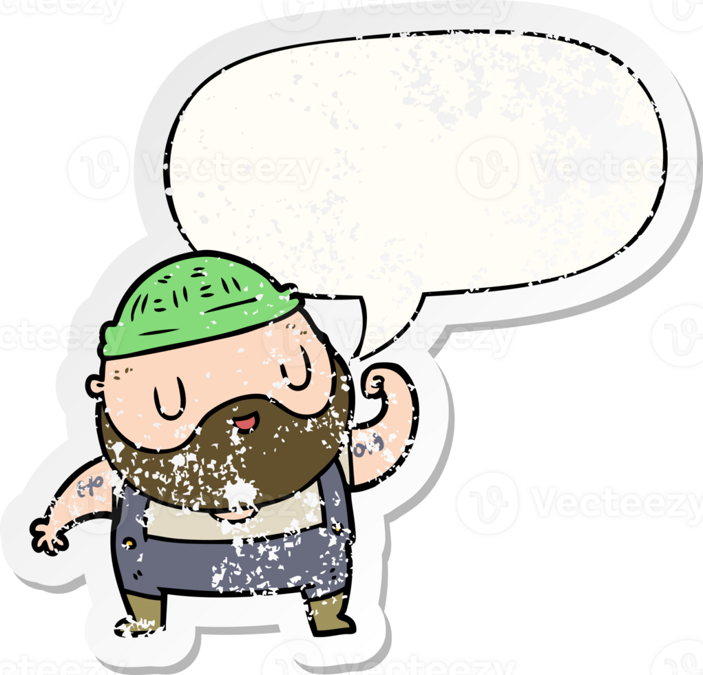 cartoon tough fisherman with speech bubble distressed distressed old sticker png