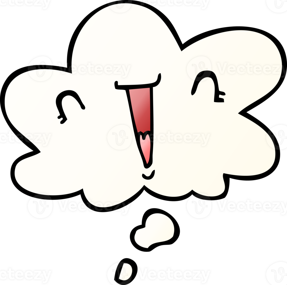 cute cartoon face with thought bubble in smooth gradient style png