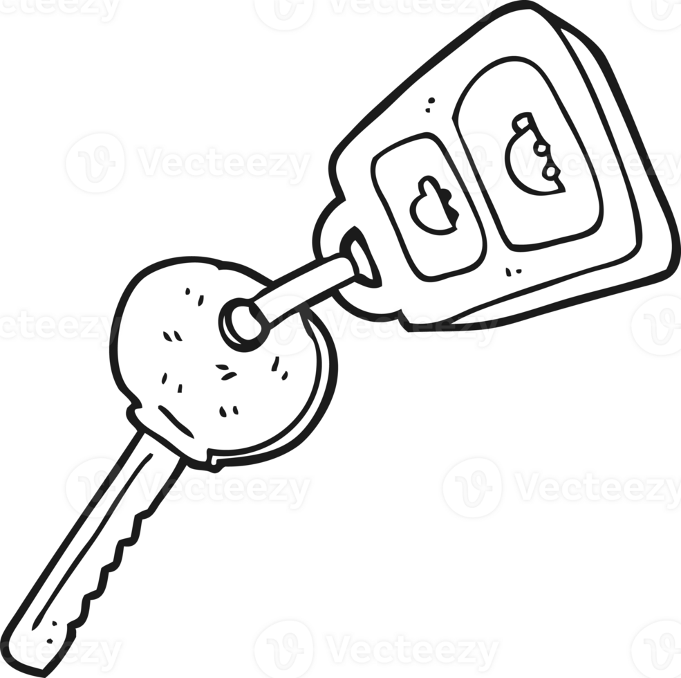 drawn black and white cartoon key png